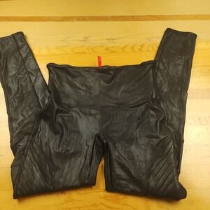 SPANX Faux Leather Moto Leggings Black L G